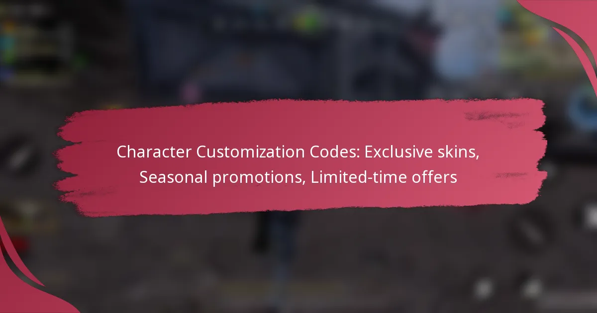 Character Customization Codes: Exclusive skins, Seasonal promotions, Limited-time offers