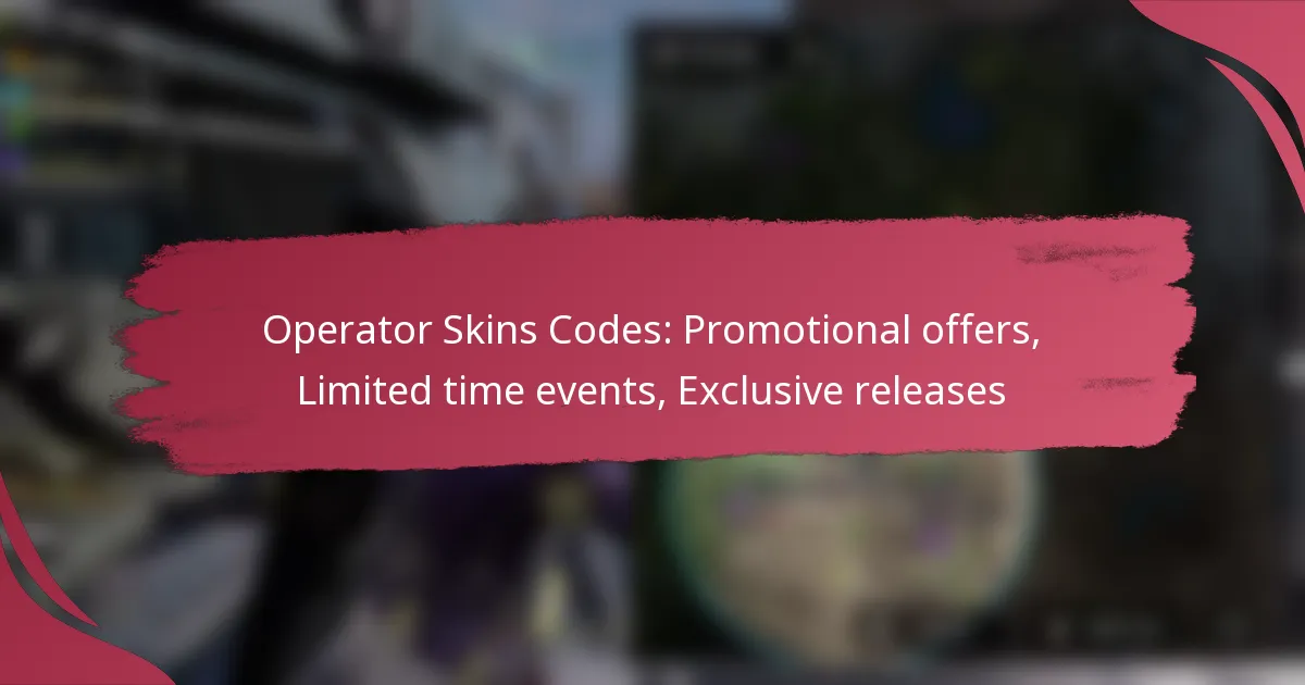 Operator Skins Codes: Promotional offers, Limited time events, Exclusive releases