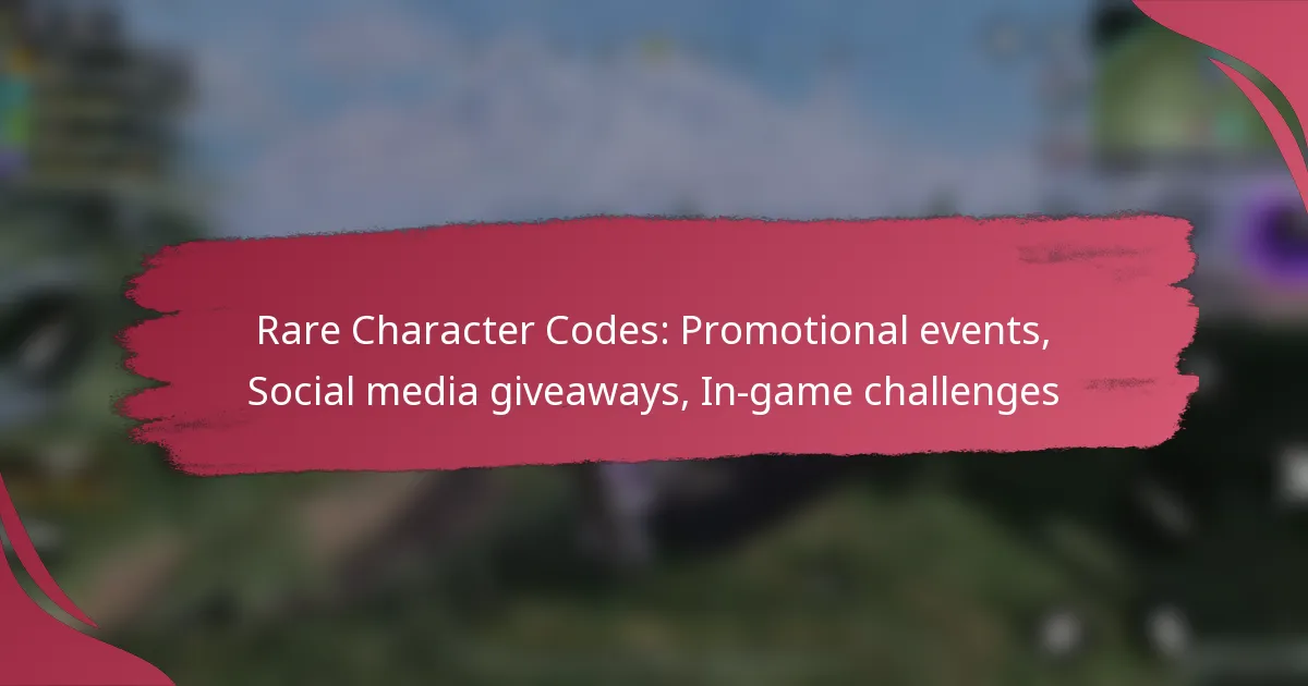 Rare Character Codes: Promotional events, Social media giveaways, In-game challenges