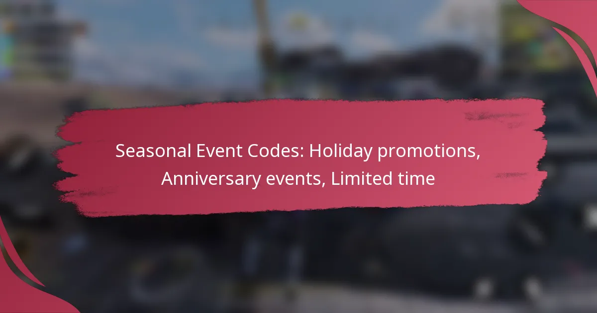 Seasonal Event Codes: Holiday promotions, Anniversary events, Limited time