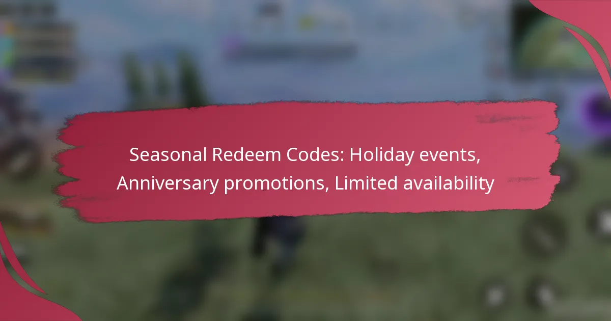 Seasonal Redeem Codes: Holiday events, Anniversary promotions, Limited availability