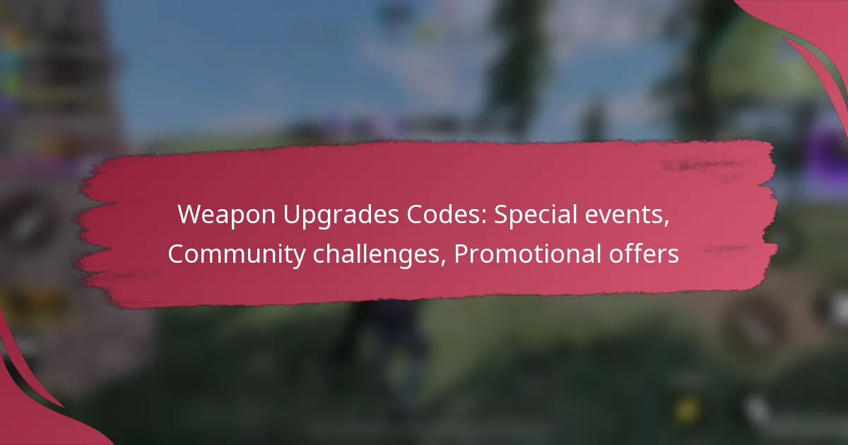 Weapon Upgrades Codes: Special events, Community challenges, Promotional offers