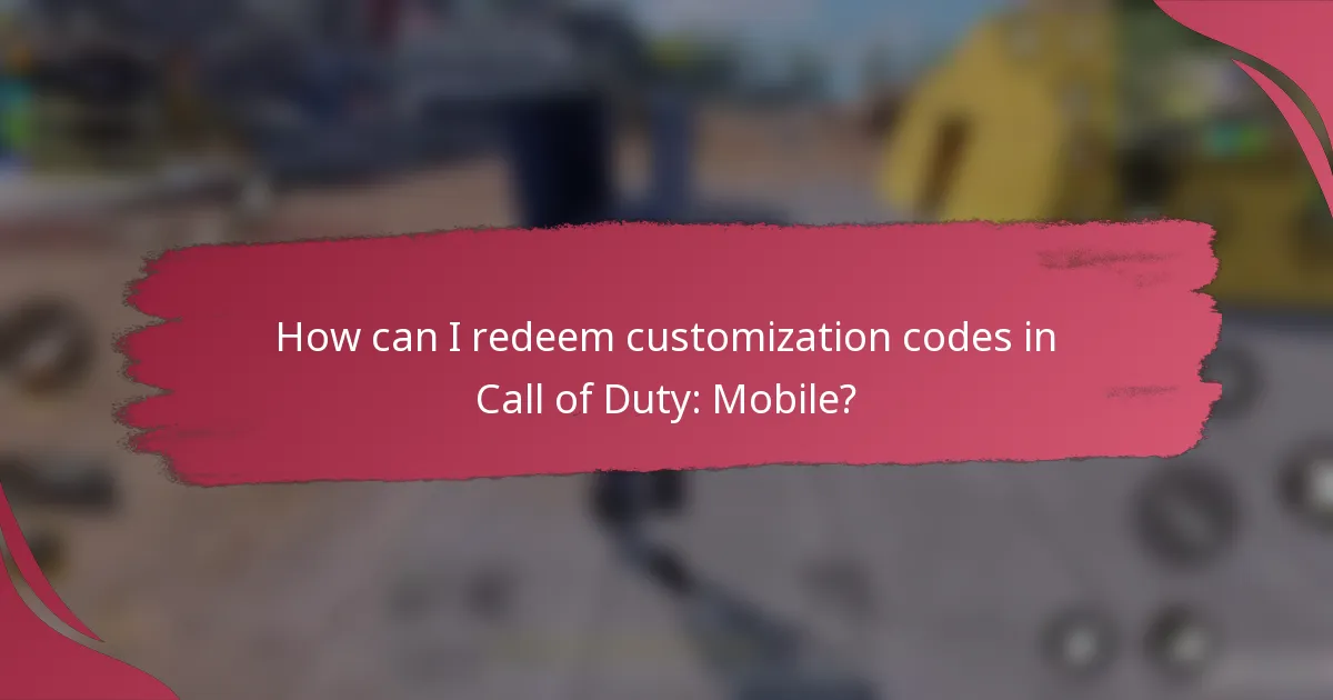 How can I redeem customization codes in Call of Duty: Mobile?