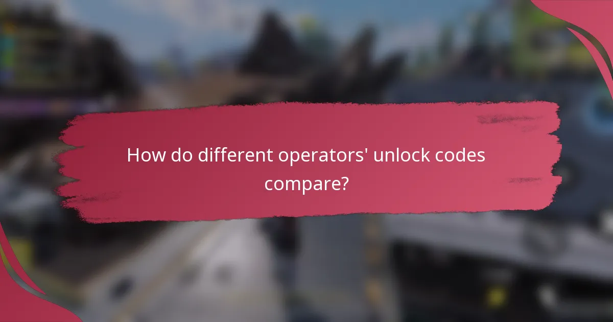 How do different operators' unlock codes compare?
