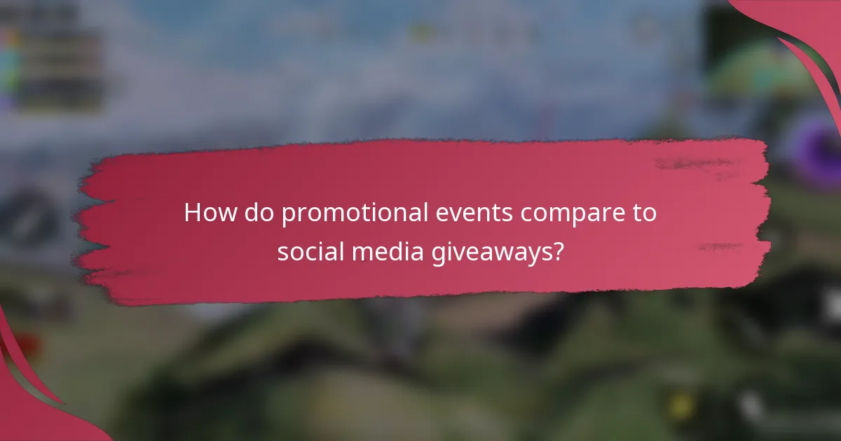 How do promotional events compare to social media giveaways?
